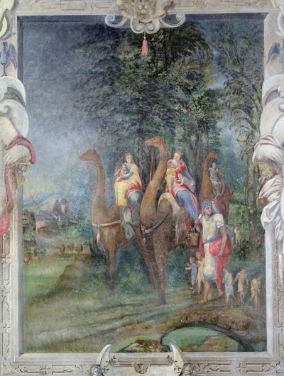 Exodus-scene på skorstenen i Madeleine de Savoies værelse, Chateau dEcouen af French School